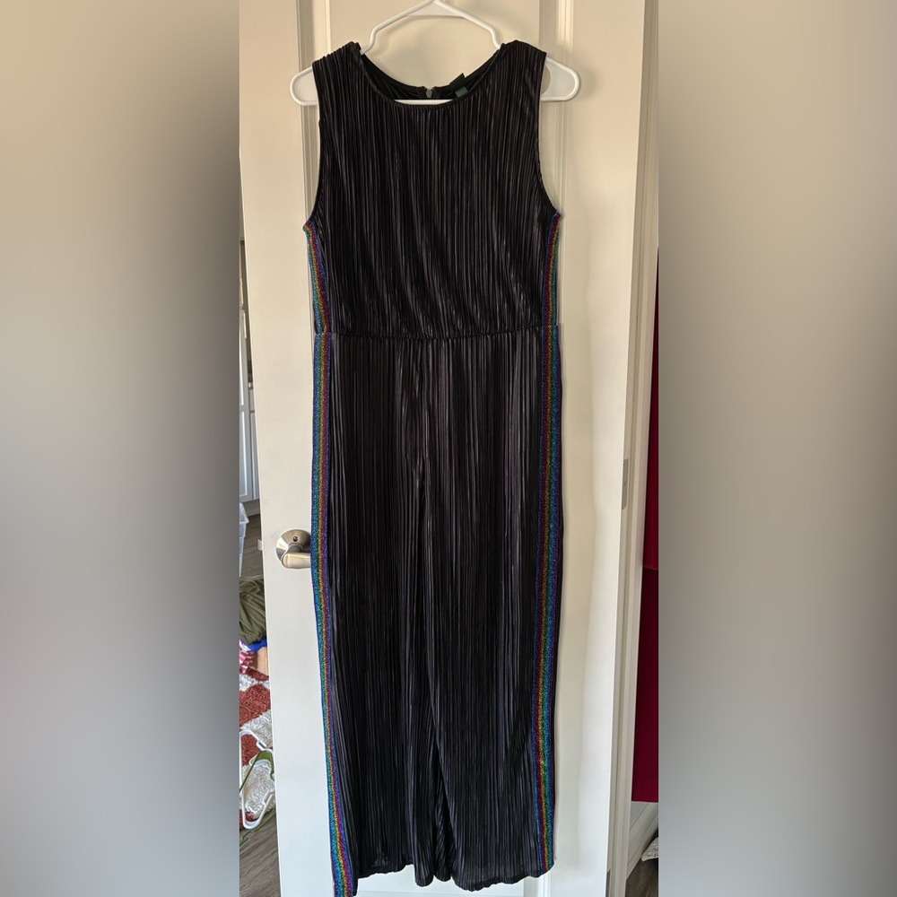 NWT, Wild Fable, Black Pleated Jumpsuit with Rainbow Trim, Size M